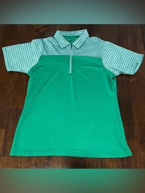 Antigua Green 1/4 Zip Short Sleeve Golf Polo Shirt Women's Size S